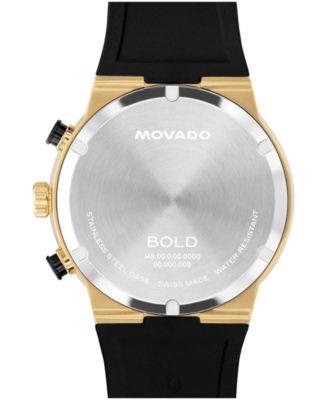 Men's Bold Fusion Swiss Quartz Chrono Black Silicone Watch, 44.50mm