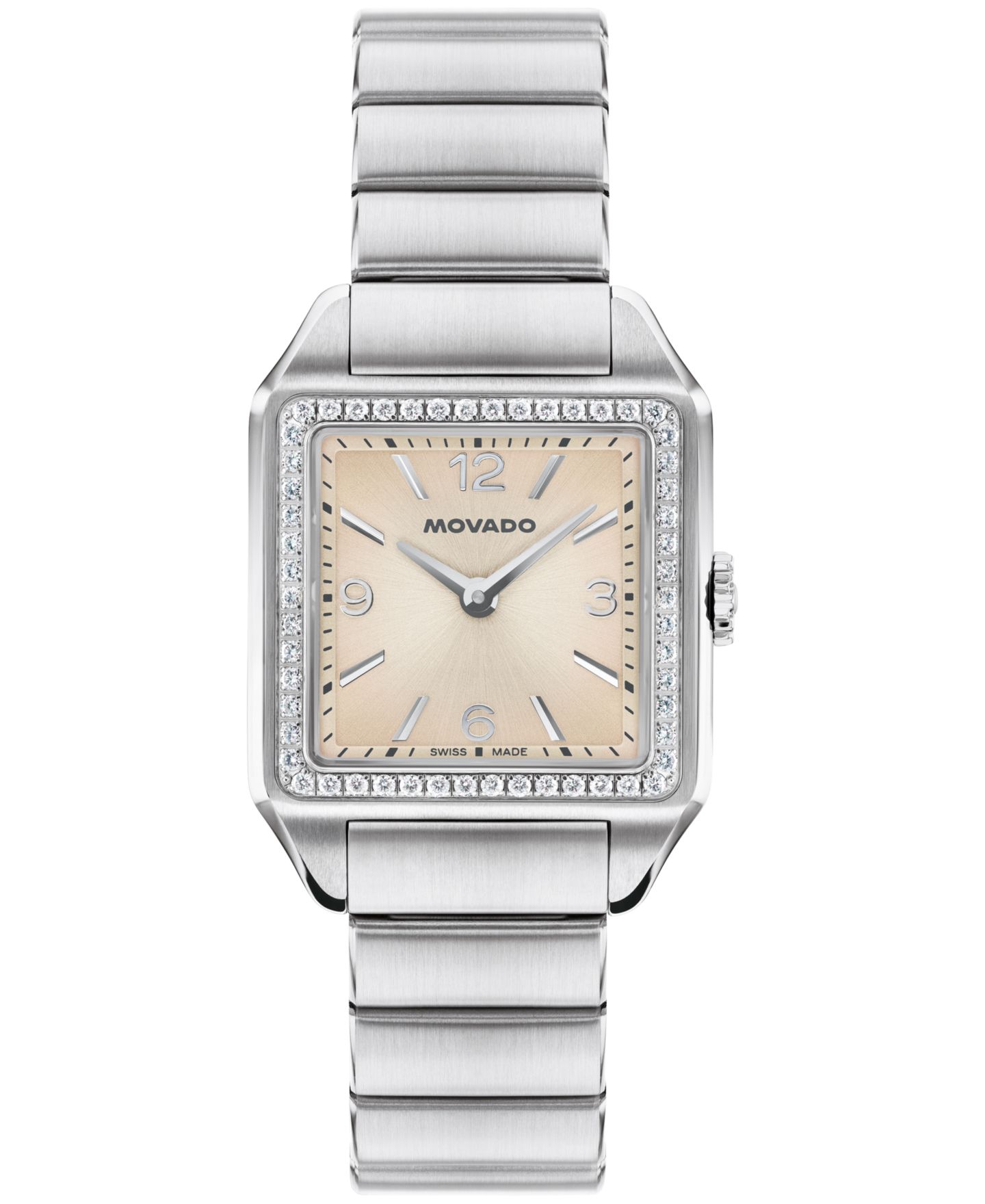 Женские часы Movado 1917 Lab Grown Diamond Swiss Quartz Stainless Steel Watch, 25x34.1mm — фото 1