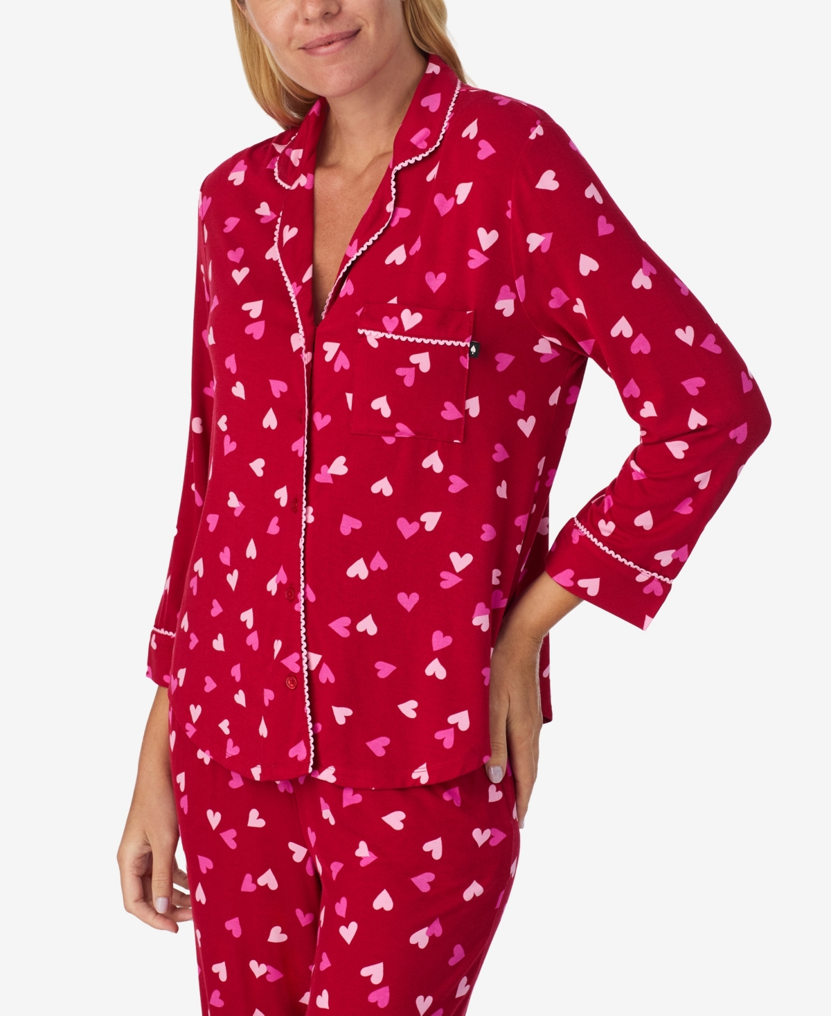 Kate Spade Women's 2-piece Sleepwear 3/4-sleeve Top And Pajama Pants Set In Red