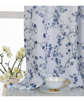 Complete 3 Piece Rod Pocket Cherry Blossom Cafe Kitchen Curtain Tier & Valance Set - Rose