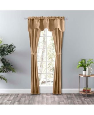 Lisa Solid Color Poly 3" Rod Pocket Cotton Duck Fabric Tailored Panel Pair with Ties 56" x 63" Tan