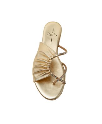 LANE2  Women's Crystal Adorned Asymmetric Leather Sandal