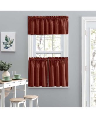 Ellis Lisa Solid Color Poly Cotton 1.5" Rod Pocket Duck Fabric Stylish Tailored Valance 58" x 15" Red