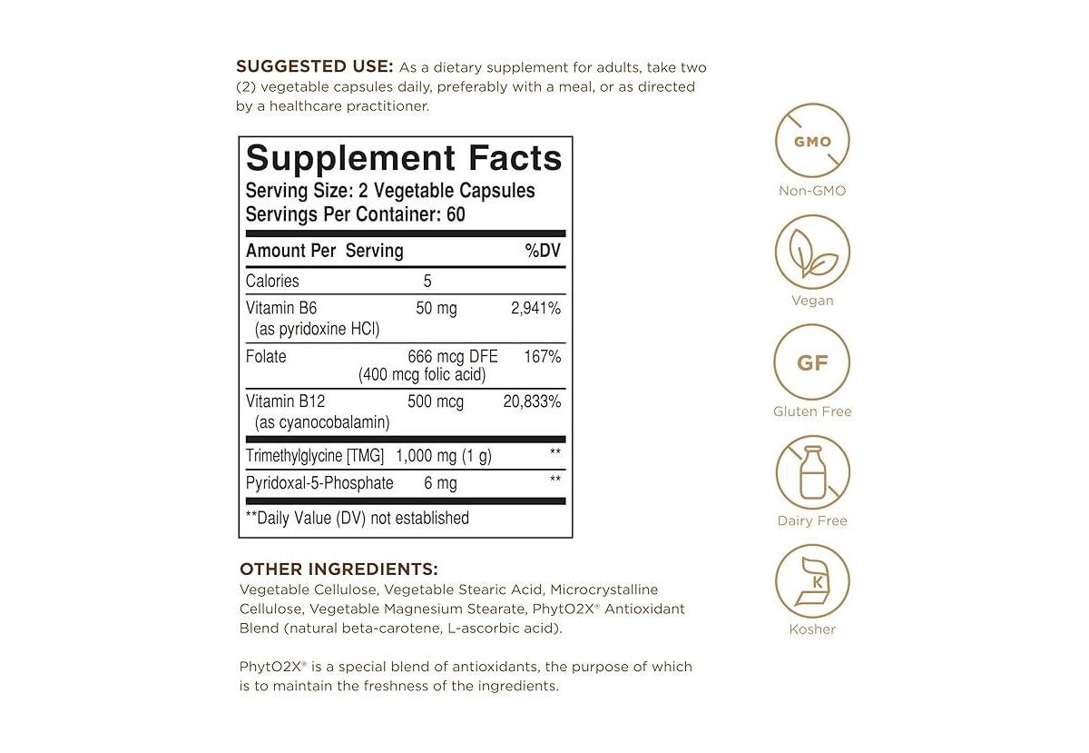Solgar Homocysteine Modulators Vegetable Capsules ,120 V Caps