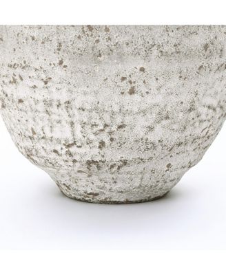 11.54" Rustic Gray Round Ceramic Vase, Textured Accent for Home Decor