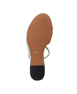 LANE2  Women's Crystal Adorned Asymmetric Leather Sandal