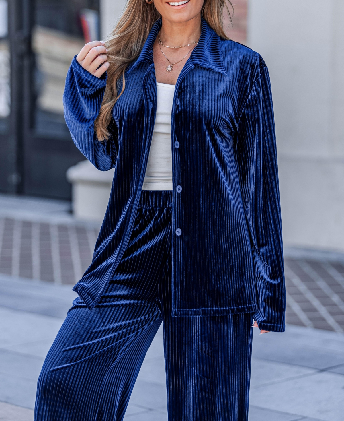 Cupshe Women's Velvet Pleated Matching Set