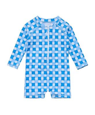 Baby Boys Ocean Grid LS Sunsuit