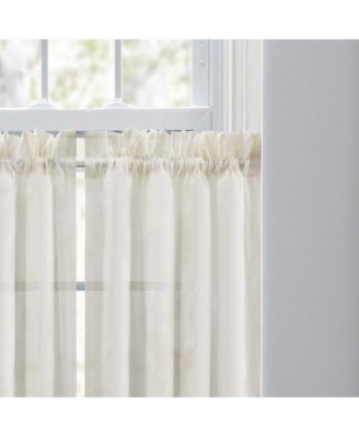 Cotton Voile 1.5" Rod Pocket Tailored Tier Pair for Windows 80" x 36" Natural