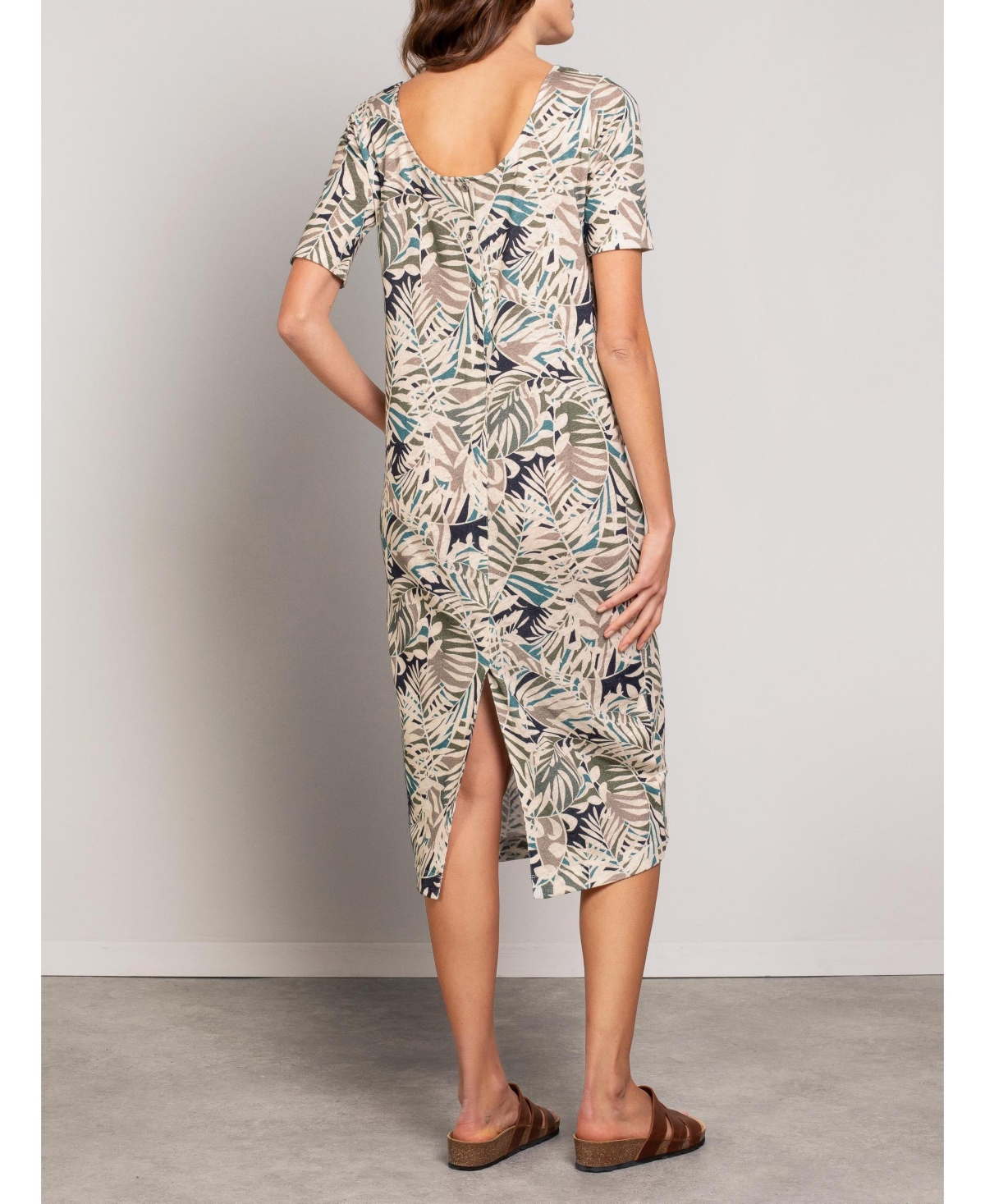 Celtic & Co. Women's Linen Blend Button Back Midi Dress