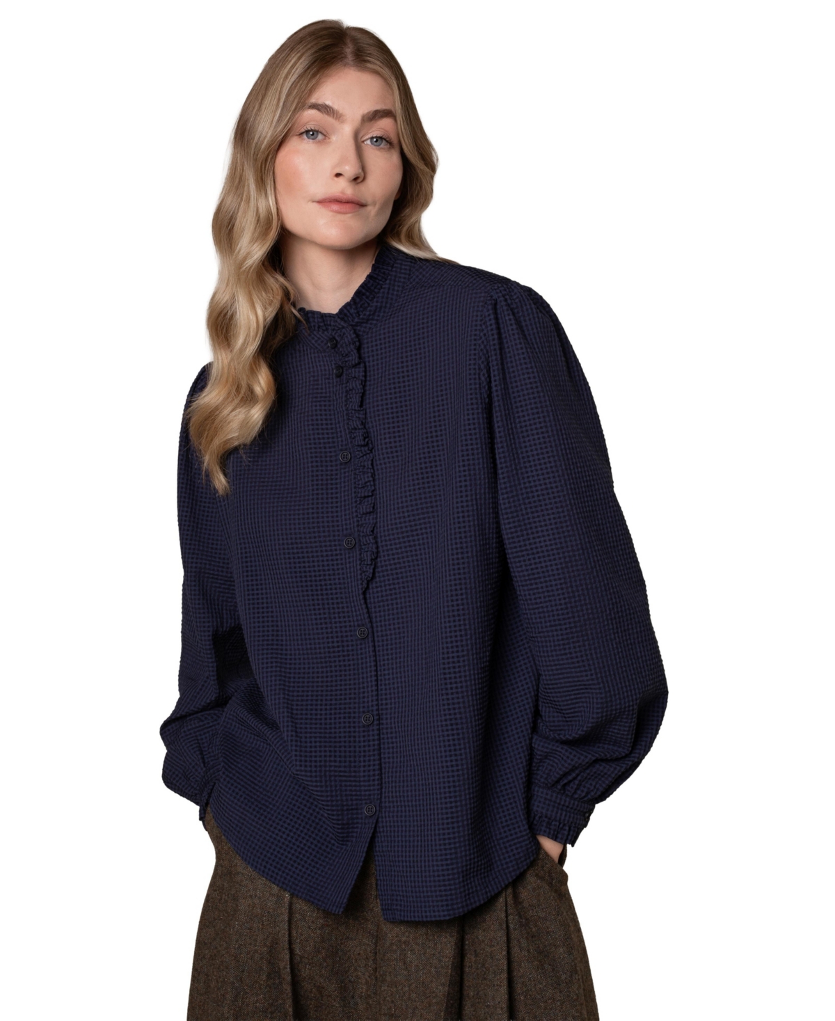 Celtic & Co. Women's Textured Frill Collar Blouse