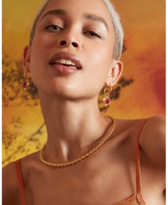 Esther Ruby And Pearl Drop Earrings