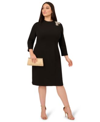 Adrianna Papell - Plus Size 3D Floral Detail Midi Dress