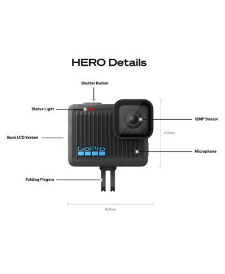 Hero - Compact Waterproof Action Camera with 4K Ultra HD Video, 12MP Photo, Touch Screen, Bundle with, 64GB microSD Card, Card Reader