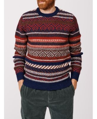 Men's Fair Isle Crew Neck Wool Sweater
