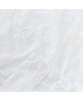 Ellis Eva Candlewick Floral High Quality Embroidery Tailored Valance 3" Rod Pocket 58"x15" White