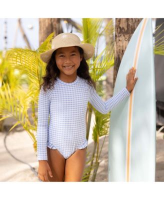 Little Girls Seaside Gingham Leg Frill Surf Suit