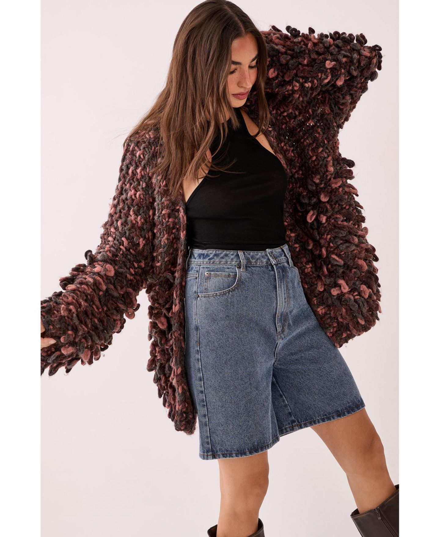 Женский кардиган Nasty Gal Extreme Loopy, цвет: Розовый — фото 6