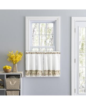Cherries Ruffled 1.5" Rod Pocket Window Curtain Tiers 58"x24" Natural