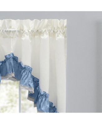 Madelyn Ruflled Victorian 1.5" Rod Pocket Swag for Windows Lace Edge 82" x 38" Slate