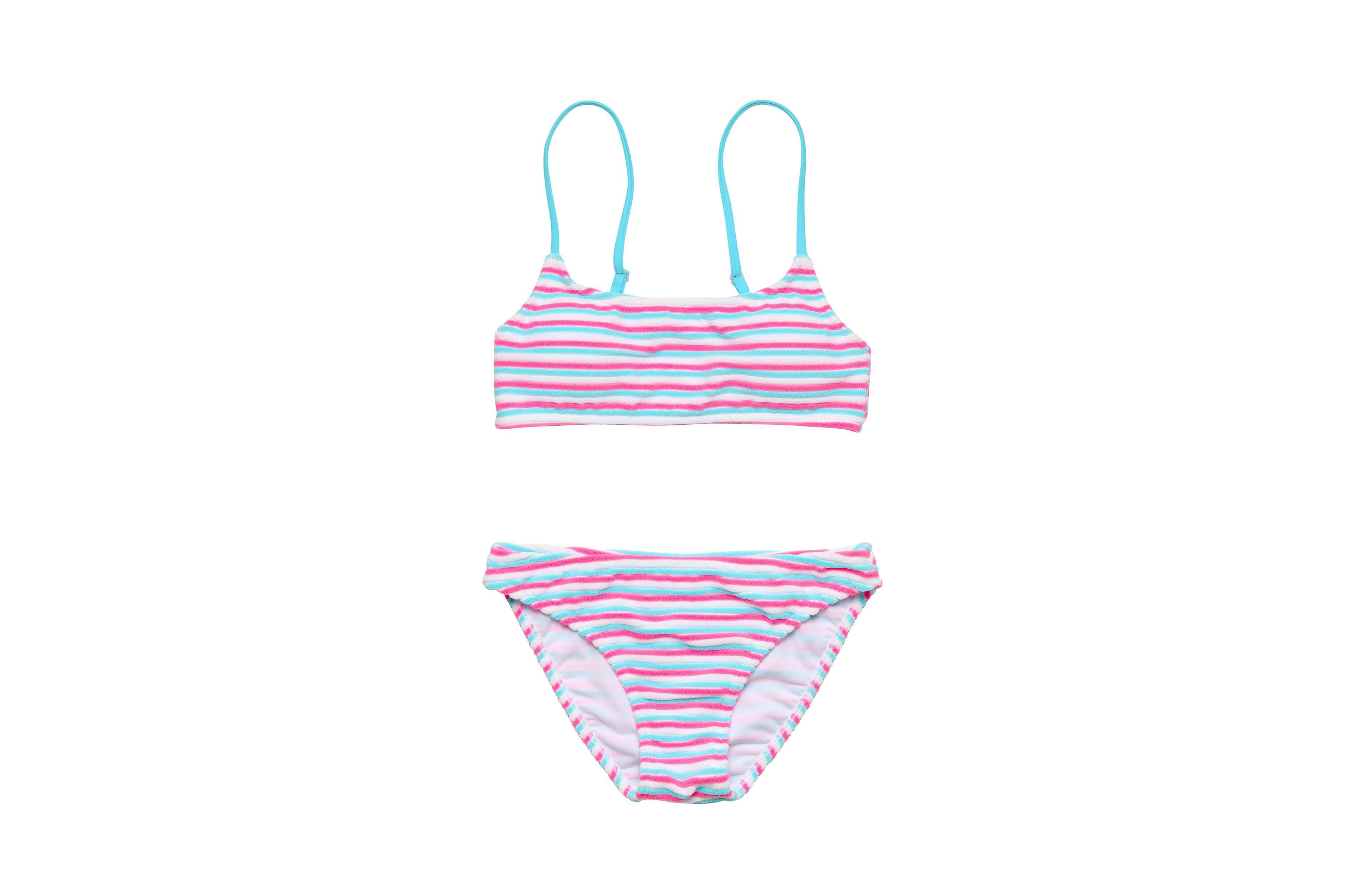 Snapper Rock Big Girls Sorbet Stripe Teen Crop Bikini