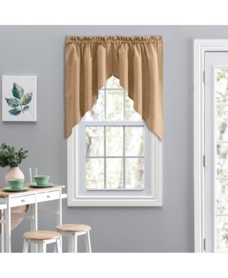 Ellis Lisa Solid Color Poly Cotton 1.5" Rod Pocket Duck Fabric Stylish Tailored Swag 56"x36" Tan