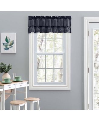 Ellis Stacey 1.5" Rod Pocket High Quality Fabric Solid Color Window Ruffled Filler Valance 54"x13" Navy
