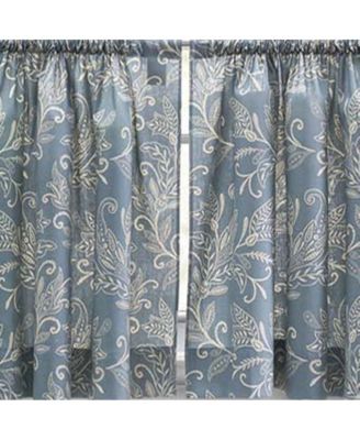 Lexington Leaf Pattern on Colored Ground Tailored Valance 58"x15" Blue