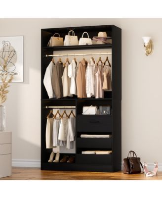 3FT Heavy Duty Closet System 3 Drawers, 2 Hanging Rods and Shelves 36'' Free Standing Closet Organizer