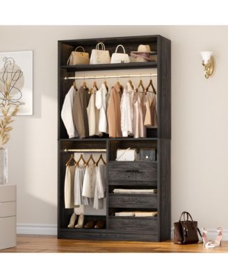 3FT Heavy Duty Closet System 3 Drawers, 2 Hanging Rods and Shelves 36'' Free Standing Closet Organizer