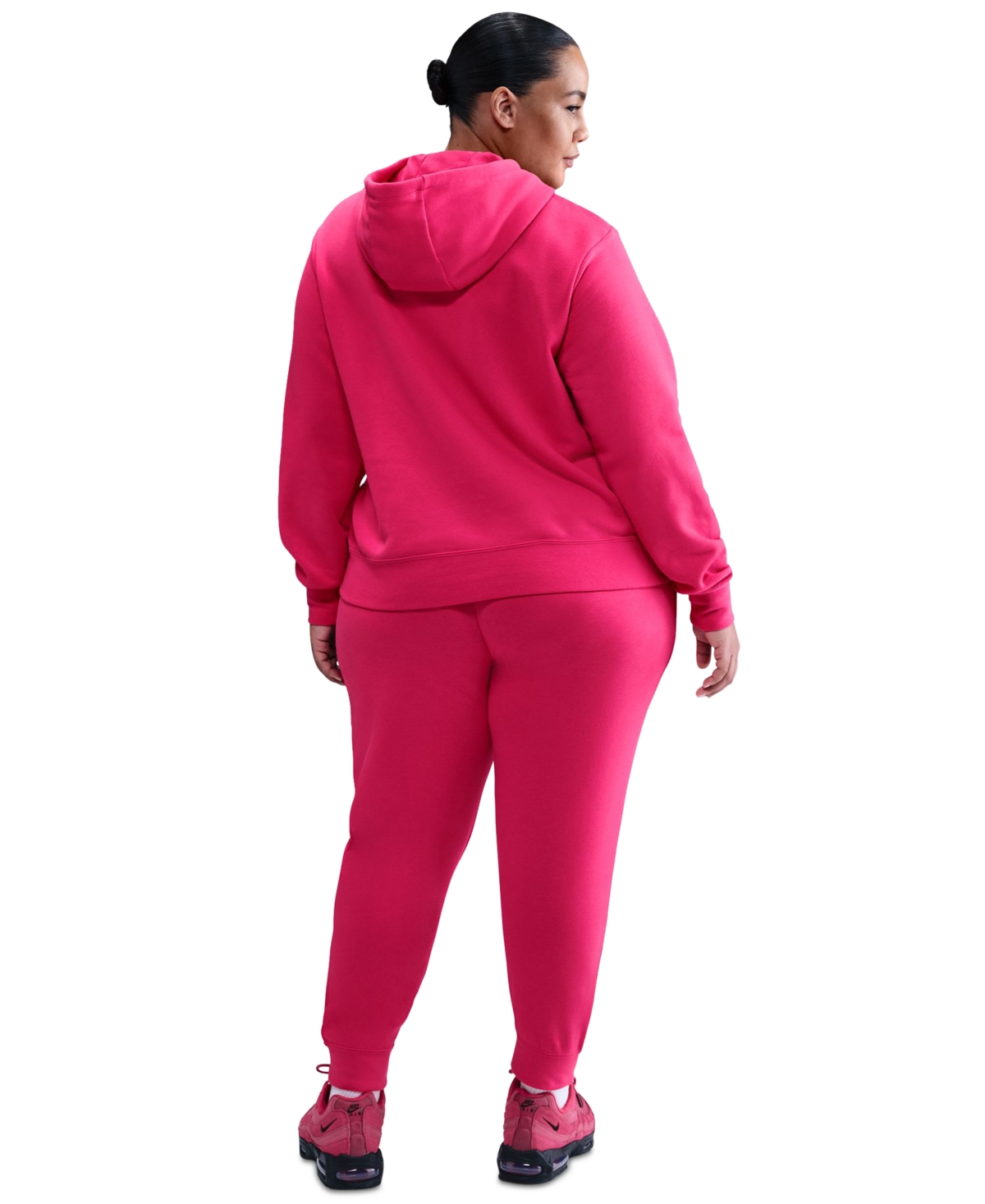 Nike Plus Size Active Sportswear Club Hooded Fleece Sweatshirt In Red