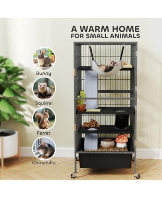 45" Small Animal Cage, 4-Tier Rolling Ferret Chinchilla Cage,