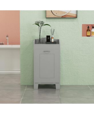 Tilt-out Laundry Storage Cabinet with Hamper Compartment