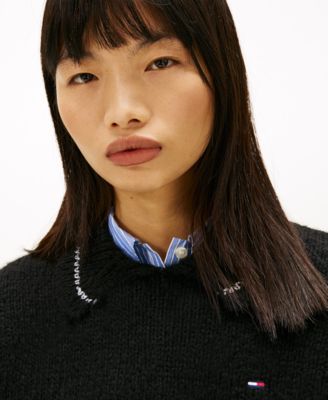 Women's Oversized Argyle Polo Collar Sweater