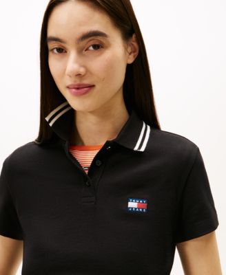 Women's Slim Badge Short-Sleeve Polo Top