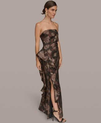 Women's Strapless Side Ruffle Dress