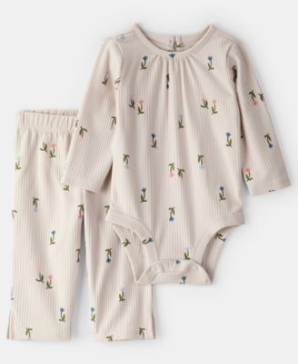 Carter's - Baby Girls 2-Piece Floral Bodysuit and Pants Set
