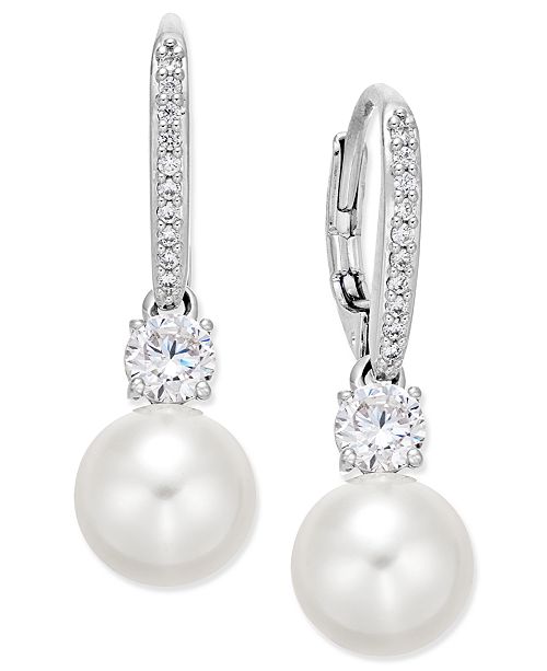 Eliot Danori SilverTone Crystal Imitation Pearl Drop Earrings, Created