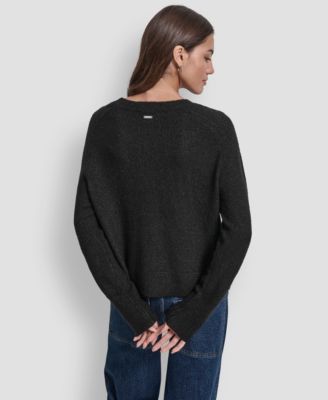 Women's Metallic Crewneck Long-Sleeve Sweater