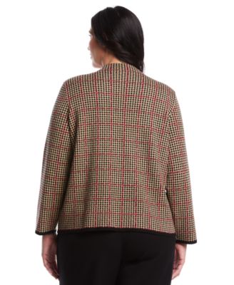 Women's Plus Size Plaid Print Mock Neck Long Sleeve Sweater