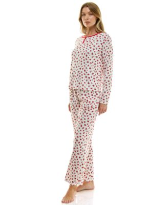 Women's 2-Piece Printed Pointelle Long-Sleeve Top and Pants Set