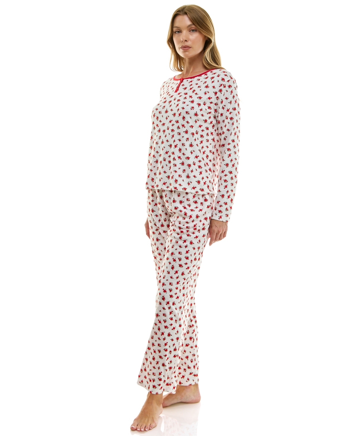 Roudelain Women's 2-Piece Printed Long-Sleeve Top and Pants Set