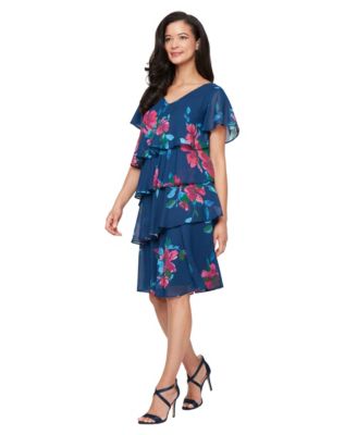 SL Fashions - Women's Printed V-Neck Short Dress