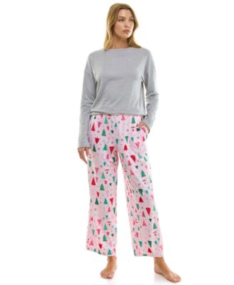 Women's Printed Cozy Luxe Knit Open Leg Pants