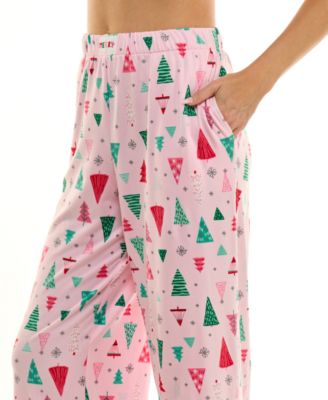 Women's Printed Cozy Luxe Knit Open Leg Pants