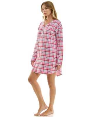 Women's Printed Long-Sleeve V-Neck Sleepshirt