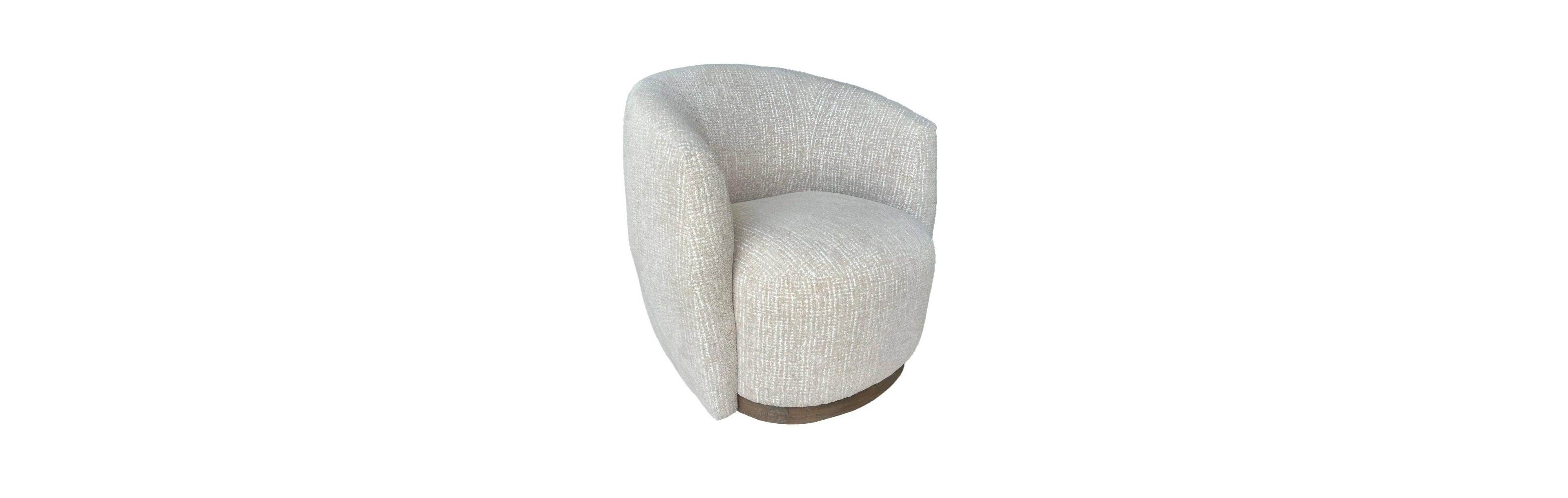 Parker Living 1 Piece (Sand Dollar) 360degree(s) Swivel, Shelter Arms, Integrated Seat Cushion, Tawny Wood Base Tatum Accent Chair