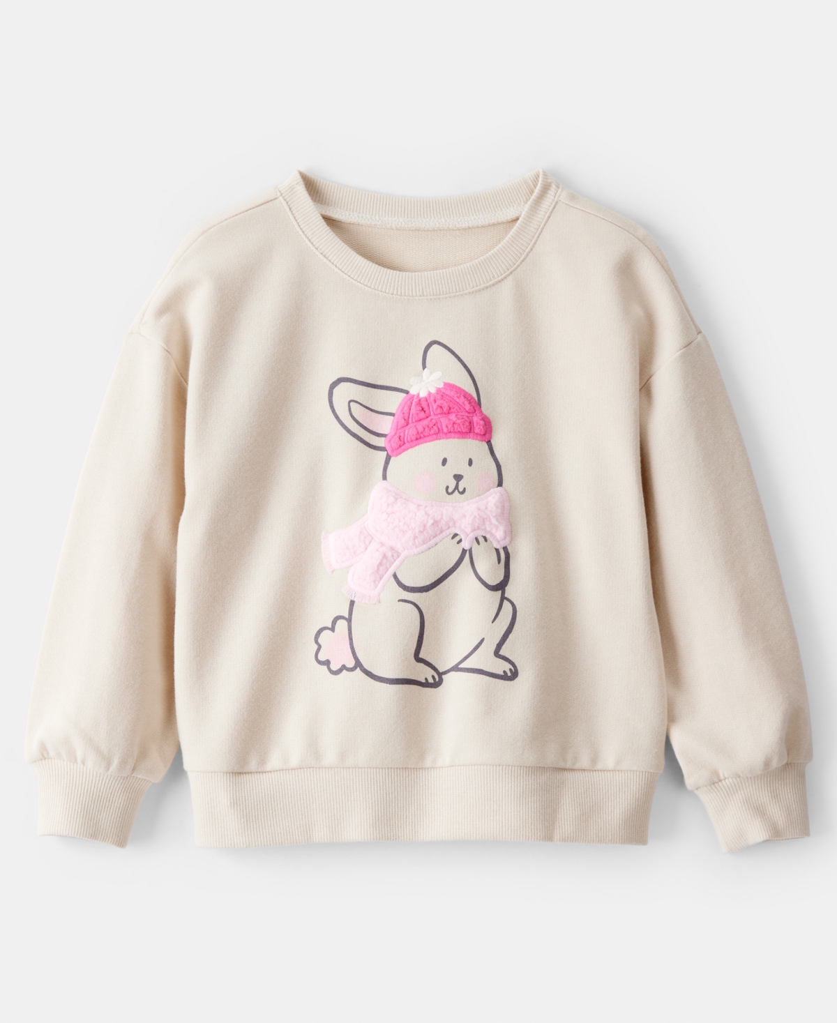 Carter's Girls Toddler 2t-5t Bunny Long-sleeve Pull-on Sweatshirt In Neutral