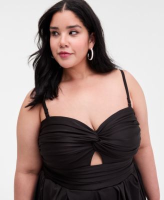 Trendy Plus Size Gathered Sweetheart Gown