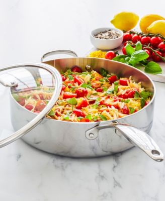 Valencia Pro Stainless Steel Uncoated 5-Quart Saut&eacute; Pan with Lid